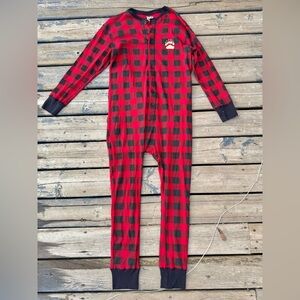 Lazy One Red and Black Buffalo Plaid Women's Footed One-Piece Pajama